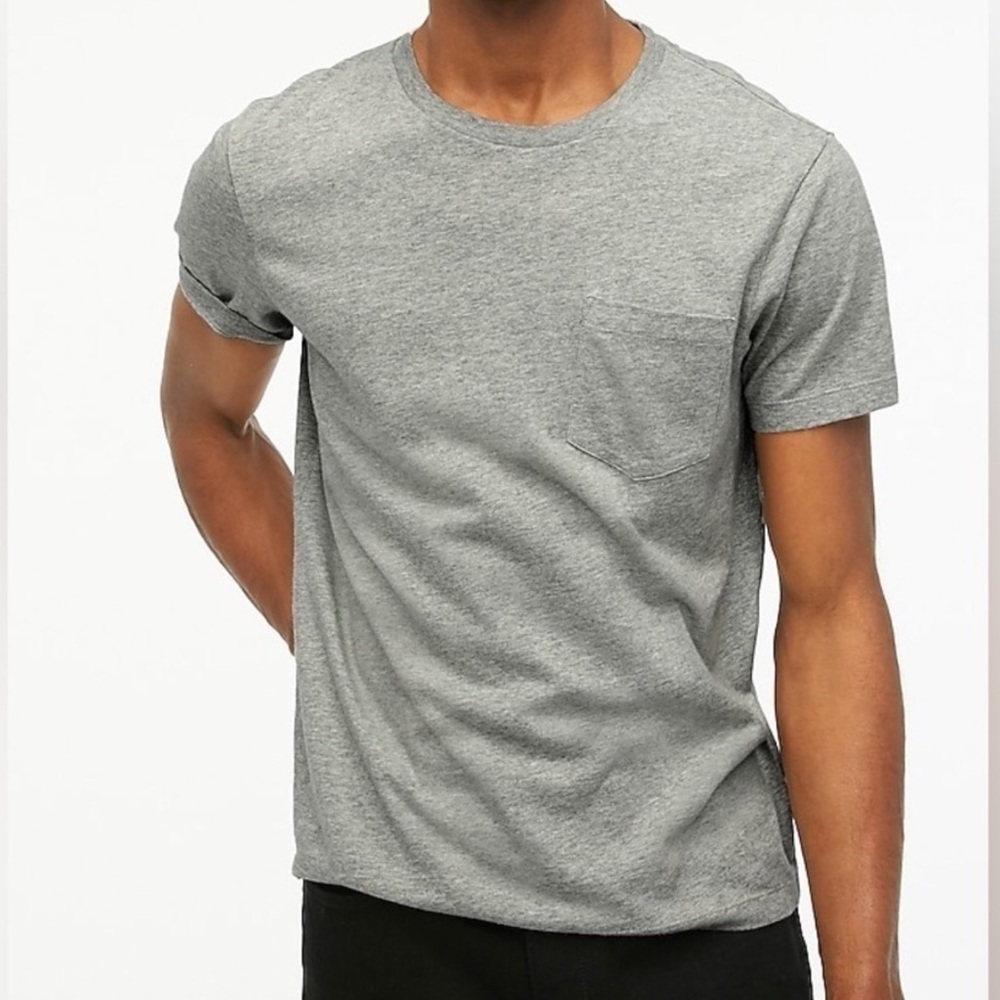NWT J Crew factory slim washed jersey pocket tee seam on collar needs to be sewn